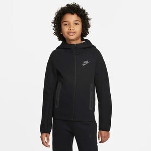 Nike Kids Black Logo Hooded Zip Up Top